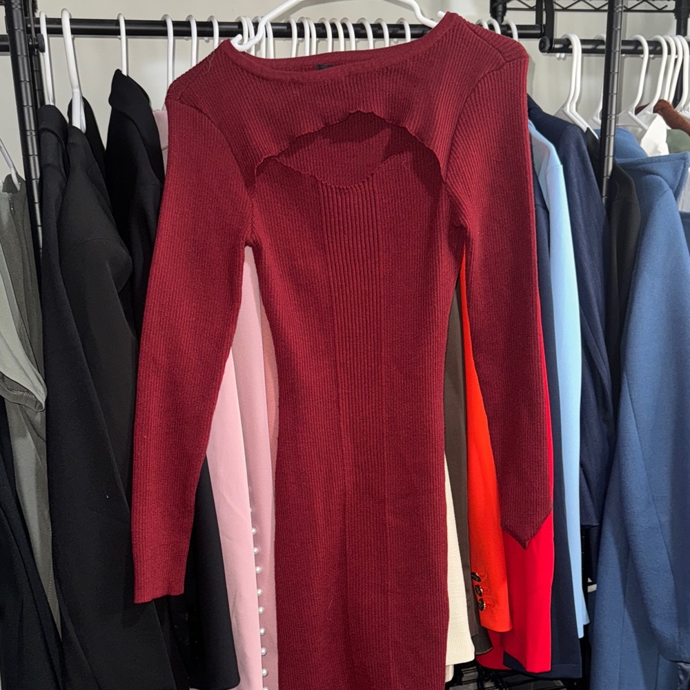 Elegant Red Knit Dress